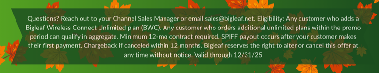 Promotional offer details with contact information. Restrictions apply.